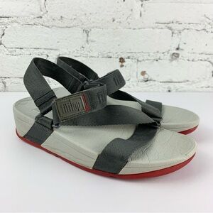 Fitflop Grey Surfa Cross Ankle Heel Strap Sandals 7